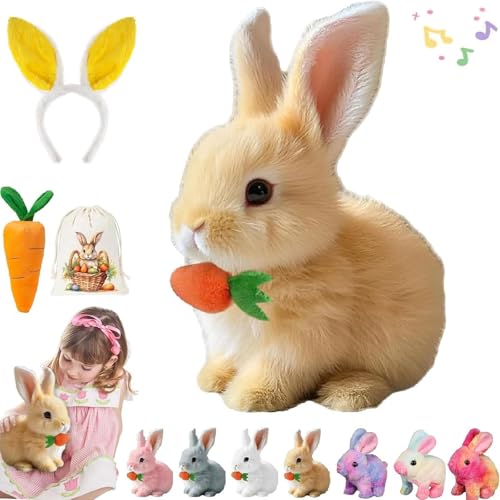 Gienslru Petsboro Bunny Pal, 2025 New Bunny Pal Hase, Bunny Mein Realistisches Kaninchen, Hase Kuscheltier Mit Bewegung, Interaktives Kaninchen - Jumping, Twitching, and Shaking Ears (A) von Gienslru