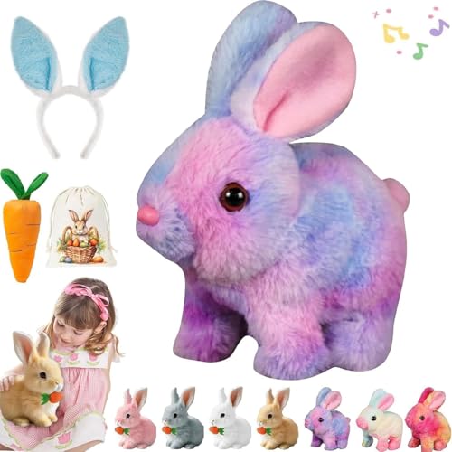 Gienslru Petsboro Bunny Pal, 2025 New Bunny Pal Hase, Bunny Mein Realistisches Kaninchen, Hase Kuscheltier Mit Bewegung, Interaktives Kaninchen - Jumping, Twitching, and Shaking Ears (E) von Gienslru