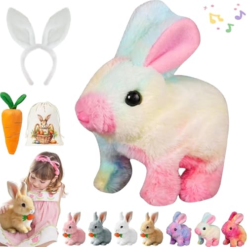Gienslru Petsboro Bunny Pal, 2025 New Bunny Pal Hase, Bunny Mein Realistisches Kaninchen, Hase Kuscheltier Mit Bewegung, Interaktives Kaninchen - Jumping, Twitching, and Shaking Ears (F) von Gienslru