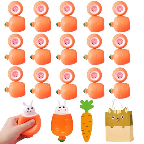 Pop Up Carrot Bunny, Pop Up Carrot Bunnies, Easter Basket Stuffers, Easter Squeeze Fidget Toys for Kids Adult, Adults Release Anxiety Improving Grip Strength (15pcs) von Gienslru