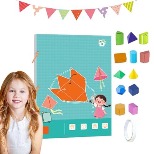 Pull String 3D Geometry Learning Book, 3D Geometry Learning Book with Safe Braided Rope Design, Teach Volume & Surface Area Formulas, Pull-String Model Book with Solids Geometric Models (12-Model) von Gienslru