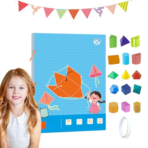 Pull String 3D Geometry Learning Book, 3D Geometry Learning Book with Safe Braided Rope Design, Teach Volume & Surface Area Formulas, Pull-String Model Book with Solids Geometric Models (15-Model) von Gienslru