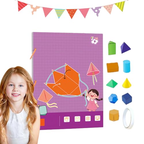 Pull String 3D Geometry Learning Book, 3D Geometry Learning Book with Safe Braided Rope Design, Teach Volume & Surface Area Formulas, Pull-String Model Book with Solids Geometric Models (9-Model) von Gienslru