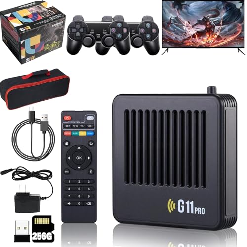 Retrowave G11 Pro, G 11 Pro Retro Konsole, 4k HD Retro Wave G11 Pro, Retrowave G11 pro 100000 Spiele, Portable Plug & Play Video Games with 4 Wireless Dual Controllers (256G-Mit 2 Griffen) von Gienslru