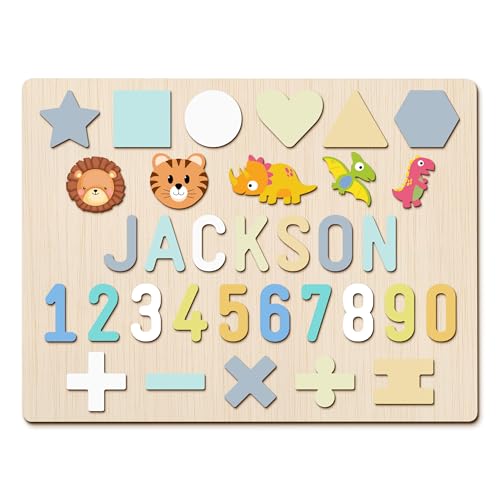 GifXify Personalisierte Holzpuzzle mit Name - Personalisierte Geschenke Baby - Montessori Spielzeug ab 1 Jahr, 2 Jahre - Steckpuzzle Holz mit Namen - Motorikspielzeug Kinder ab 1 Jahren (Plus) von GifXify