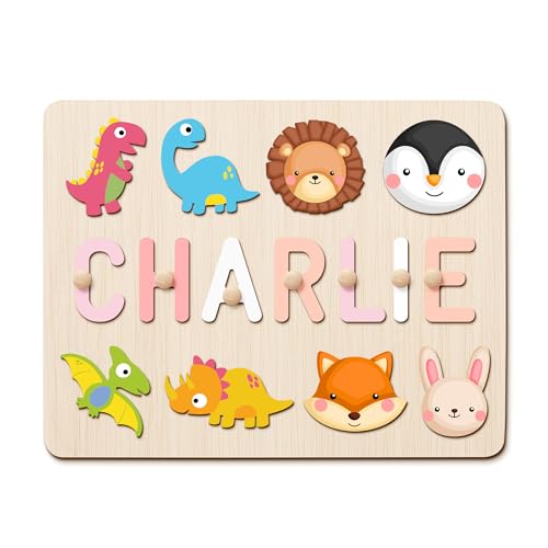 GifXify Personalisierte Holzpuzzle mit Name - Personalisierte Geschenke Baby - Montessori Spielzeug ab 1 Jahr, 2 Jahre - Steckpuzzle Holz mit Namen - Motorikspielzeug Kinder ab 1 Jahren (Basis) von GifXify