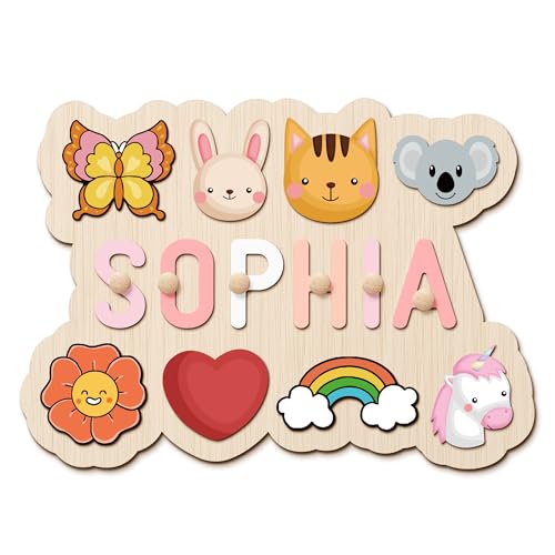 GifXify Personalisierte Namenspuzzle 1-3 Jahre – Geburtstagsgeschenk für Mädchen & Jungen – Baby Puzzle mit Namen – Pädagogisches Spielzeug für Kleinkinder – Geschenk 1 Jahr (Wellen) von GifXify