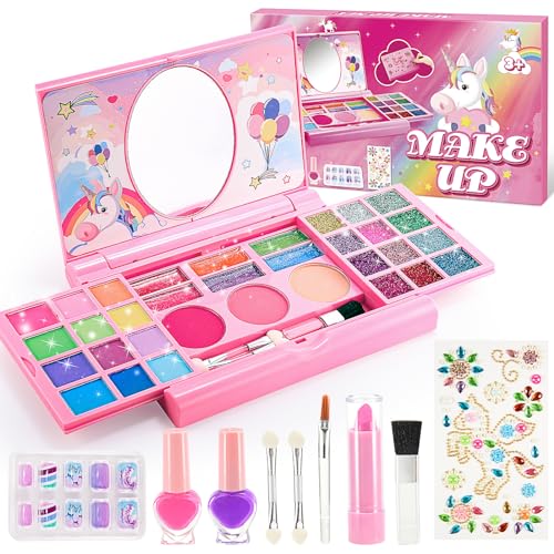 Gifitizi Schminkkoffer Mädchen, Kinderschminke Set Schminke Kinder Mädchen Geschenke 3 4 5 6 7 8 9 10 Jahre, Waschbar Kinder Schminkset Mädche Spielzeug 3-12 Jahre Geburtstagsgeschenk Make up Set von Gifitizi