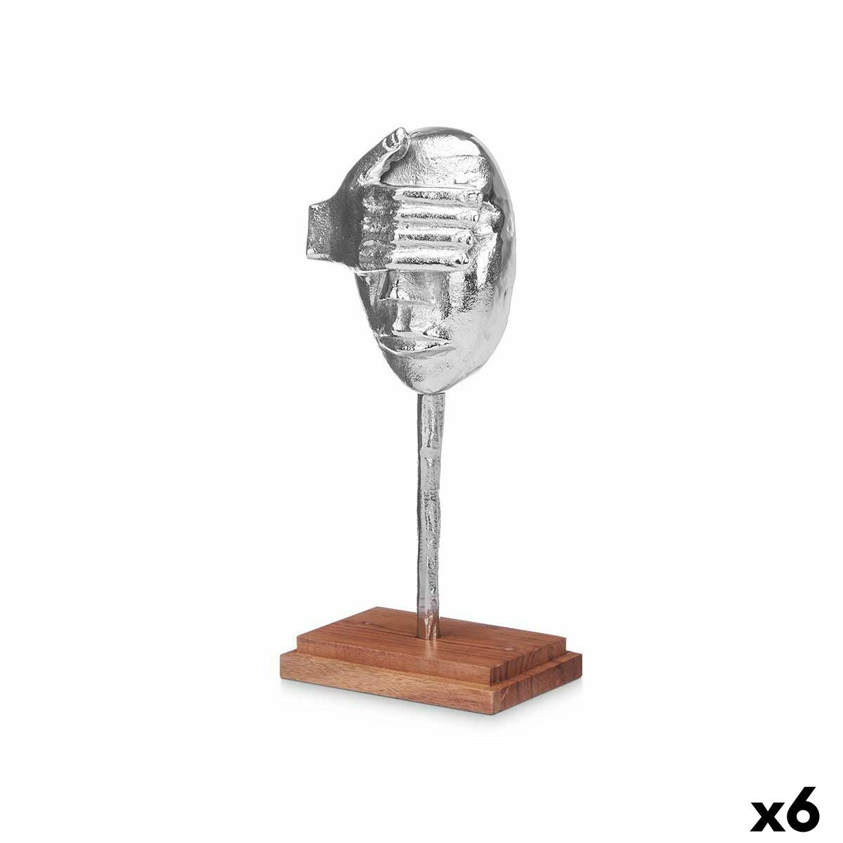 Deko-Figur Gesicht Silberfarben Holz Metall 16 x 34 x 10 cm Deko-Figur Gesicht Silberfarben Holz Metall 16 x 34 x 10 cm von Gift Decor