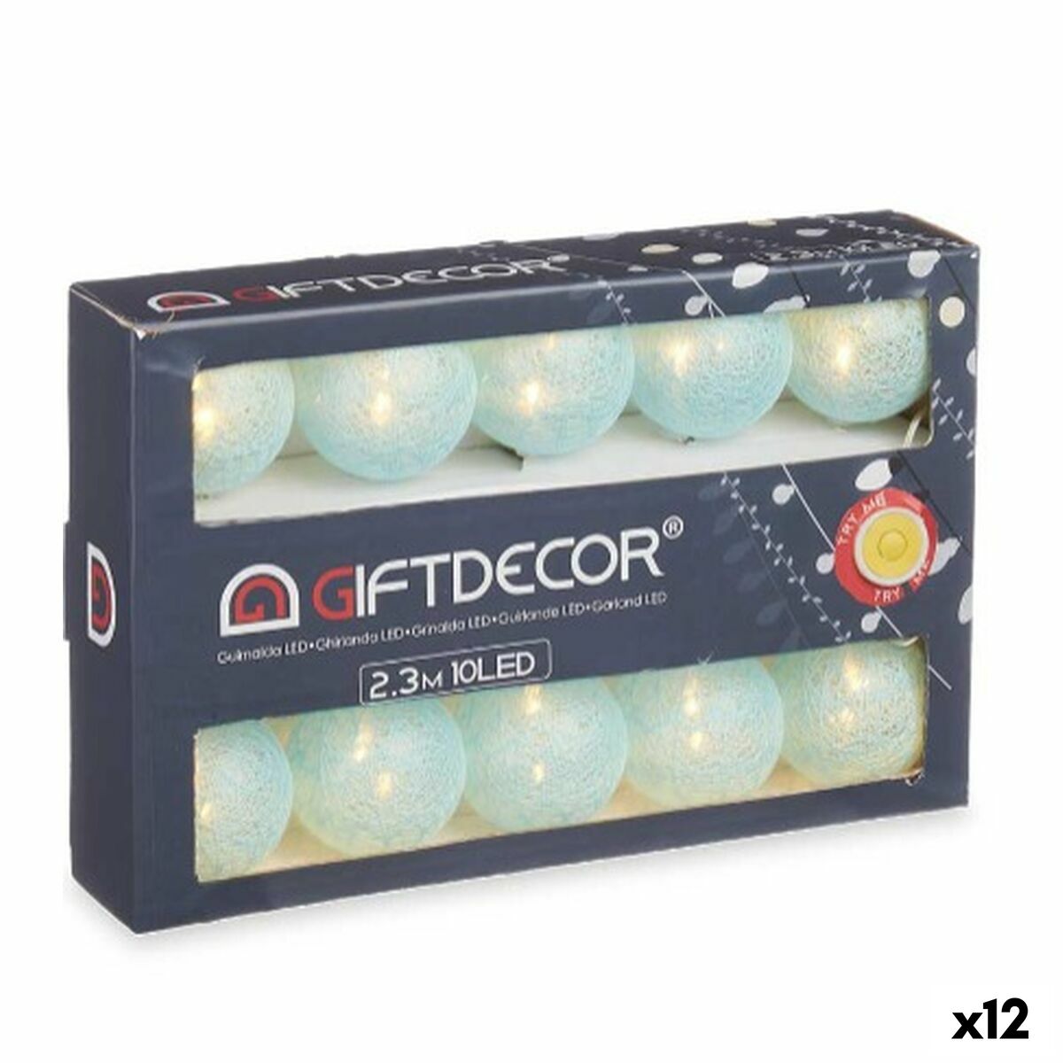 Wreath of LED Lights Gift Decor BL-004 BL-004 Blue 2,3 m 31 x 20 x 6,5 cm Ball (12 Units) von Gift Decor