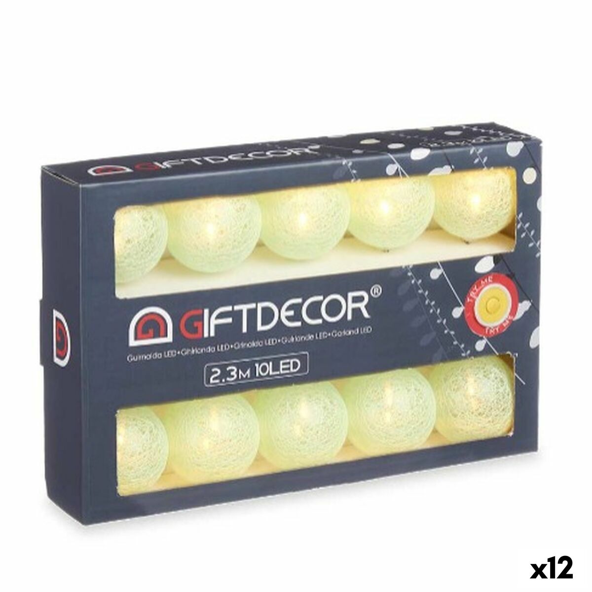 Wreath of LED Lights Gift Decor BL-005 BL-005 Green 2,3 m 31 x 20 x 6,5 cm Ball (12 Units) von Gift Decor
