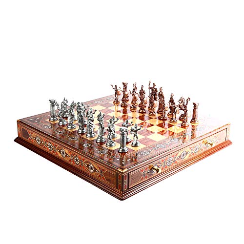 GiftHome Historical Antique Copper Rome Figures Metal Chess Set for Adult,Handmade Pieces and Natural Solid Wooden Chess Board with Original Pearl Around Board and Storage Inside King 4 inc GiftHome Historical Antique Copper Rome Figures Metal Chess Set for Adult,Handmade Pieces and Natural Solid Wooden Chess Board with Original Pearl Around Board and Storage Inside King 4 inc von GiftHome