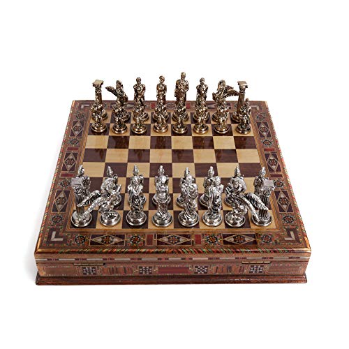 Mythologisches Schachspiel aus Metall, mittelgroß, für Erwachsene, handgefertigte Stücke und Schachbrett aus natürlichem Massivholz, mit Aufbewahrung im Inneren King 8 cm Mythologisches Schachspiel aus Metall, mittelgroß, für Erwachsene, handgefertigte Stücke und Schachbrett aus natürlichem Massivholz, mit Aufbewahrung im Inneren King 8 cm von GiftHome