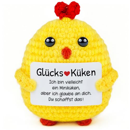 Giftasy Pocket Hug Glücks-Küken, Kreative Strickwolle Mini-Huhn Puppe mit Energiekarte, Glücksbringer Prüfung Abitur Kinder, Du Schaffst Das Geschenk, Mutmacher Geschenk, Einschulung Geschenk Giftasy Pocket Hug Glücks-Küken, Kreative Strickwolle Mini-Huhn Puppe mit Energiekarte, Glücksbringer Prüfung Abitur Kinder, Du Schaffst Das Geschenk, Mutmacher Geschenk, Einschulung Geschenk von Giftasy
