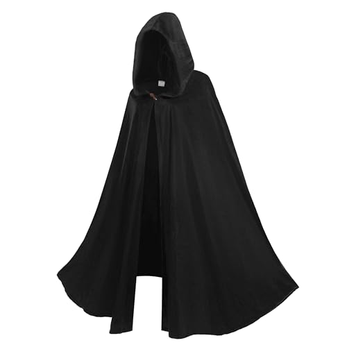 Giftdigger Renaissance-Umhang für Herren und Damen, Renaissance-Umhang mit Kapuze, mittelalterlicher Hobbit-Umhang, viktorianischer Samtumhang mit Halskette, kurzer Samt-Umhang für Damen und Herren, von Giftdigger