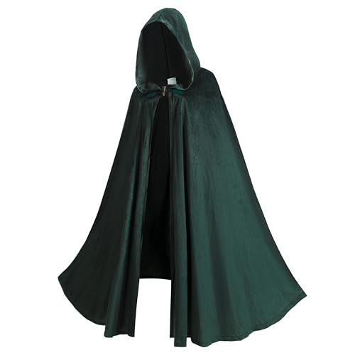Giftdigger Renaissance-Umhang für Herren und Damen, Renaissance-Umhang mit Kapuze, mittelalterlicher Hobbit-Umhang, viktorianischer Samtumhang mit Halskette, kurzer Samt-Umhang für Damen und Herren von Giftdigger