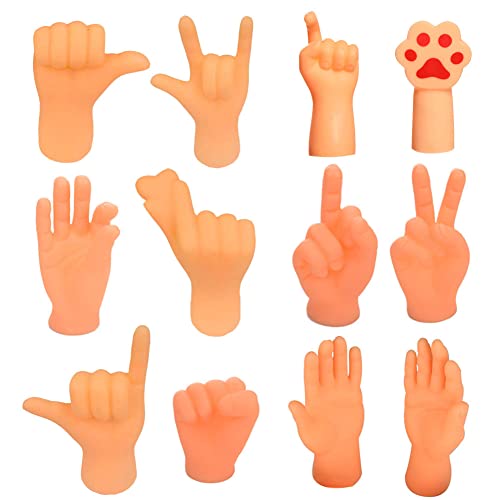 Giftik 12-teiliges Miniatur-Fingerpuppen-Set, kleine realistische kleine linke Hände, rechte Hände, Partyzubehör, Unterhaltungsrequisiten (Beige) von Giftik