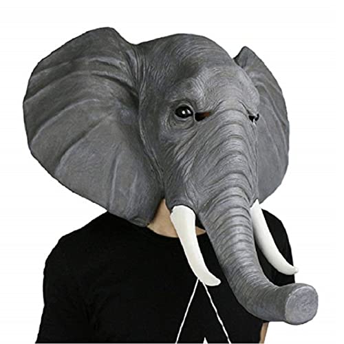 Giftik 3D Halloween Kostüm Elefant Latex Maske, Erwachsene Frauen Männer Horror Realistische Tier Kopfbedeckung Maske (Großer Elefant) von Giftik