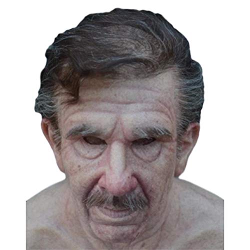 Giftik 3D Halloween Kostüm Latex Maske Horror Party Älterer Mann Supersoft Old Man Erwachsene Realistische Perücke Großvater Kopfbedeckung Maske (alter Mann E) von Giftik