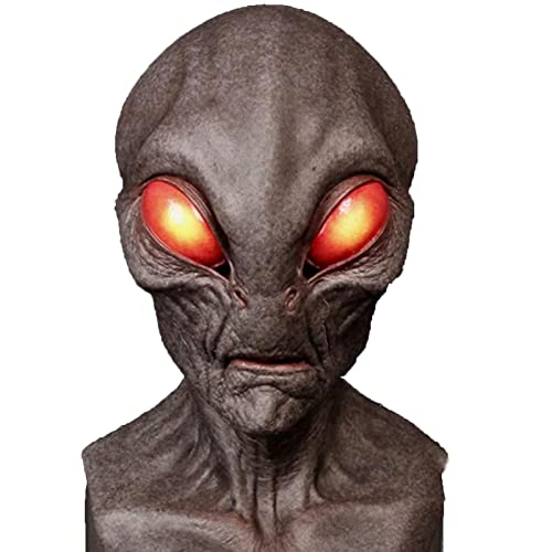 Giftik Realistische 3D-UFO-Alien-Maske, Halloween, sichtbare Latex-Kopfbedeckung, Kopfbedeckung, Kostümparty, Requisite (B) von Giftik