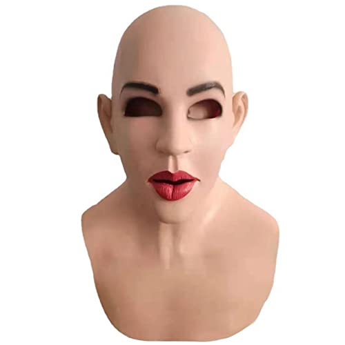 Giftik 3D realistische junge Frauen Maske, Film und Fernsehen Schauspieler kahle Schönheit Latex Kopfbedeckung Cosplay Lustige realistische Kopfbedeckung Requisite Neuheit Kostüm Party (B) von Giftik