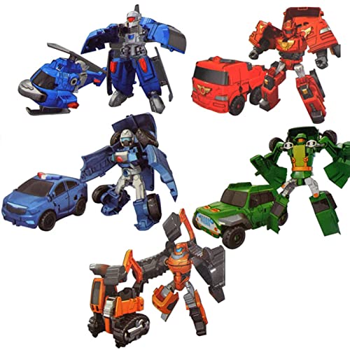 Giftik 5 in 1 Transformer Auto Roboter Spielzeug Set, 5PCS Deformation Auto Fahrzeug Modell Action Figuren Spielzeug für Erwachsene Kinder von Giftik