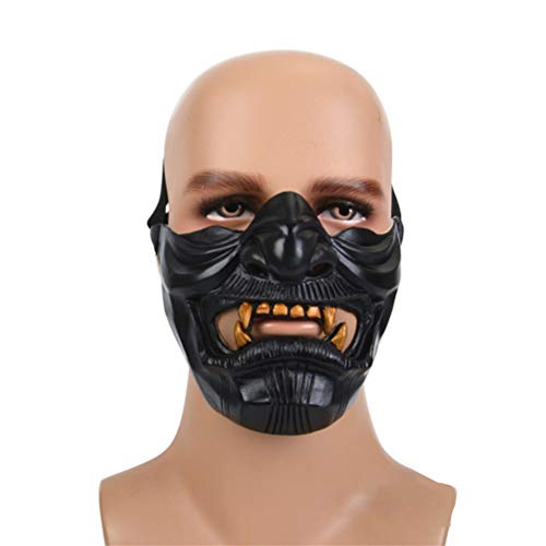 Giftik Ghost of Tsushima Maske Halbgesichtsmaske Cosplay Helm Halloween Harz Maske Requisiten Geschenke Party Kostüm Zubehör (Schwarz A) von Giftik