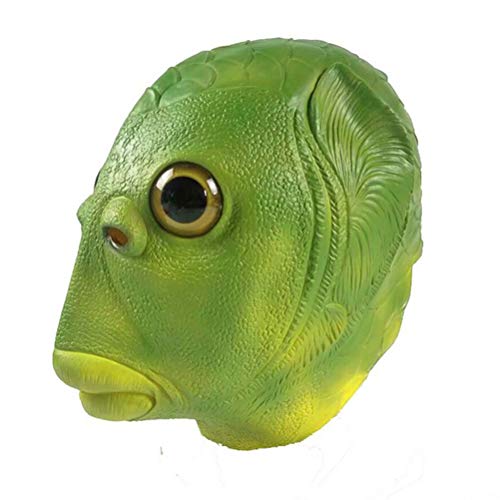 Giftik Lustige grüne Fisch-Maske für den ganzen Kopf, Party-Maske aus Latex, Kostüm, Cosplay, Tier-Requisiten, Partyzubehör von Giftik