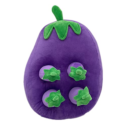 Giftik Obst-Gemüse-Tier-Rettich gefülltes Plüschtier, Karotte, Erdbeere, Huhn, Schildkröte, Aubergine, Ernte, Kauspielzeug, interaktives Baby-Lernspielzeug (Auberginen) von Giftik