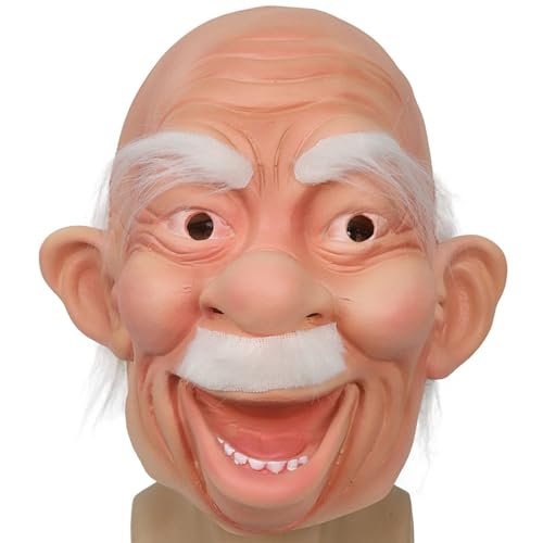 Giftik Realistische Maske für alte Männer, 3D-Halloween-Kostüm, Latex-Maske, sichtbare Latex-Kopfbedeckung, Horror-Kostüm, Party-Requisite von Giftik