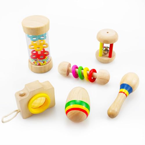 Baby Geschenk Junge Mädchen 1 Jahr: Montessori Holz Sensorik Baby Spielzeug ab 1 2 Jahre Musikinstrumente Rassel Kinderspielzeug Kleinkind für 3-6-9-18 Monate Geburtstagsgeschenk 1 2 Jahre Kinder von Giftmefine