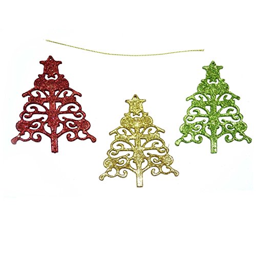 Gifts 4 All Occasions Limited SHATCHI-515 Weihnachtsbaum mit Glitzer, 3 Stück von Gifts 4 All Occasions Limited