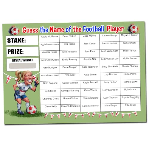 Gifts and Temptations Pick the Favourite Female Football Player Euro 2025, A4, 50 Namen, Fundraising Rubbelkarte von Gifts and Temptations