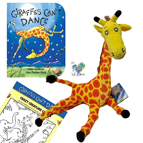 Giraffes Can't Dance von Giles Andreae, Guy Parker-Rees, MerryMakers Giraffen-Plüschtier, 40,6 cm und Malvorlage (ein pädagogisches Geschenkset, das Tapferkeit, Selbstwertgefühl und Selbstbewusstsein von Gifts by We 3 Books