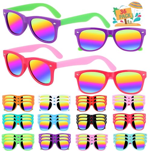 Gifts2U 36 Sonnenbrillen Neonfarben,Sonnenbrille Kinder,Partybrillen,Partygeschenke,UV400 Sonnenbrille Party,lustiges Geschenk Strand Pool Party Geschenktütenfüller Jungen Mädchen Alter ab 3 Jahre von Gifts2U