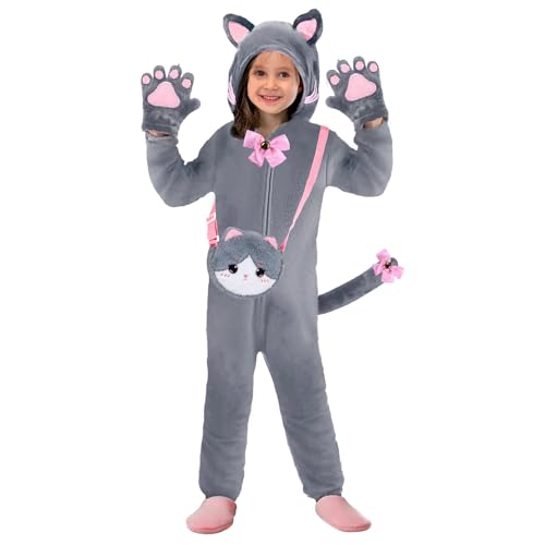 Gifts2U Katzenkostüm Kinder Mädchen Tier Kostüm Kinder Kostüm Katze Kind Faschingskostüm Katze Plüschkostüm (S) von Gifts2U