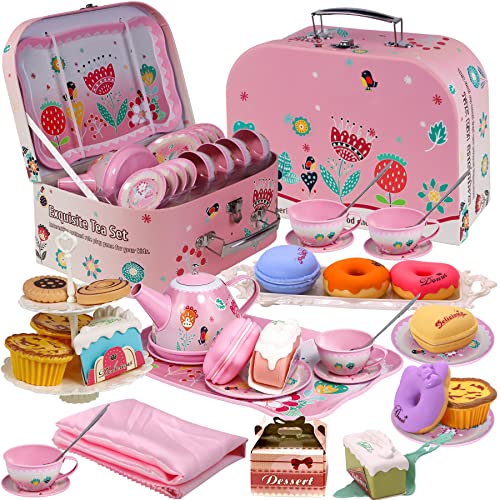 Gifts2U Teeservice Kinder 41PCS Tee Set inkl Zinn Teekanne,Dessert Spielzeug,Kekse,Donut,Kuchen,Tischdecke und Tragetasche,Küchenspiel für Kinder ab 3 4 5 6 Jahren Gifts2U Teeservice Kinder 41PCS Tee Set inkl Zinn Teekanne,Dessert Spielzeug,Kekse,Donut,Kuchen,Tischdecke und Tragetasche,Küchenspiel für Kinder ab 3 4 5 6 Jahren von Gifts2U