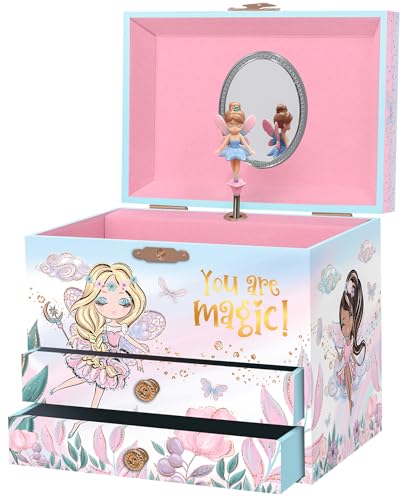 Giggle & Honey Musikalische Fee Schmuckkästchen für Mädchen - Kinder Musik-Box mit Fee und Spiegel, Geburtstagsgeschenke für Mädchen, Kinder-Schmuck-Boxen für Altersgruppen 3–10-17,1 x 13,3 x 15,2 cm Giggle & Honey Musikalische Fee Schmuckkästchen für Mädchen - Kinder Musik-Box mit Fee und Spiegel, Geburtstagsgeschenke für Mädchen, Kinder-Schmuck-Boxen für Altersgruppen 3–10-17,1 x 13,3 x 15,2 cm von Giggle & Honey