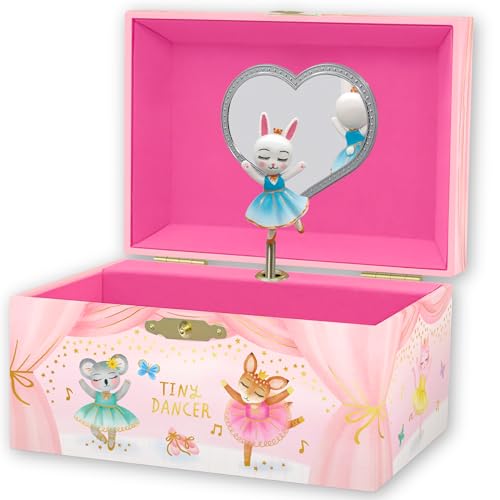 Giggle & Honey Musikalisches Schmuckkästchen für Kinder – Kinderspieluhr mit drehendem Tierballerina, Tierballerina-Geburtstagsgeschenke für kleine Mädchen, 15,2 x 11,8 x 8,9 cm – Alter 3–10 Giggle & Honey Musikalisches Schmuckkästchen für Kinder – Kinderspieluhr mit drehendem Tierballerina, Tierballerina-Geburtstagsgeschenke für kleine Mädchen, 15,2 x 11,8 x 8,9 cm – Alter 3–10 von Giggle & Honey