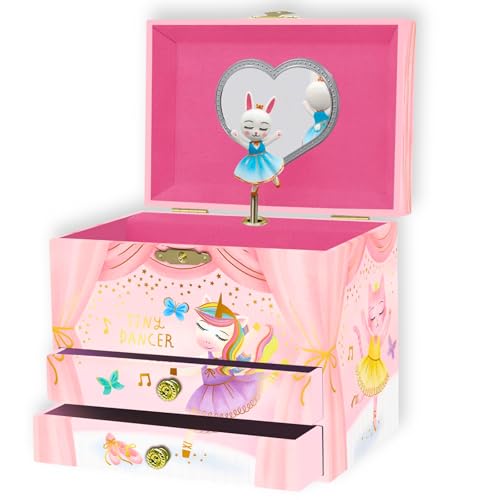 Giggle & Honey Musikalisches Schmuckkästchen für Kinder – Kinderspieluhr mit drehendem Tierballerina, Tierballerina-Geburtstagsgeschenke für kleine Mädchen, 17,1 x 13,3 x 15,2 cm – Alter 3–10 Giggle & Honey Musikalisches Schmuckkästchen für Kinder – Kinderspieluhr mit drehendem Tierballerina, Tierballerina-Geburtstagsgeschenke für kleine Mädchen, 17,1 x 13,3 x 15,2 cm – Alter 3–10 von Giggle & Honey