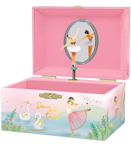 Musikalisches Ballerina-Schmuckkästchen für Mädchen – Kinderspieluhr mit drehender Ballerina, Ballett-Geburtstagsgeschenke Mädchen, Schmuckkästchen, 15,2 x 11,8 x 8,9 cm – Alter 3–10, rosa Musikalisches Ballerina-Schmuckkästchen für Mädchen – Kinderspieluhr mit drehender Ballerina, Ballett-Geburtstagsgeschenke Mädchen, Schmuckkästchen, 15,2 x 11,8 x 8,9 cm – Alter 3–10, rosa von Giggle & Honey