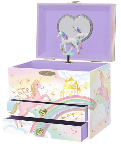 Musikalisches Einhorn-Schmuckkästchen für Mädchen – Kinderspieluhr mit drehendem Einhorn, Einhorn-Geburtstagsgeschenke für kleine Mädchen, Schmuckkästchen, 17,1 x 13,3 x 15,2 cm – Alter 3–10 Musikalisches Einhorn-Schmuckkästchen für Mädchen – Kinderspieluhr mit drehendem Einhorn, Einhorn-Geburtstagsgeschenke für kleine Mädchen, Schmuckkästchen, 17,1 x 13,3 x 15,2 cm – Alter 3–10 von Giggle & Honey
