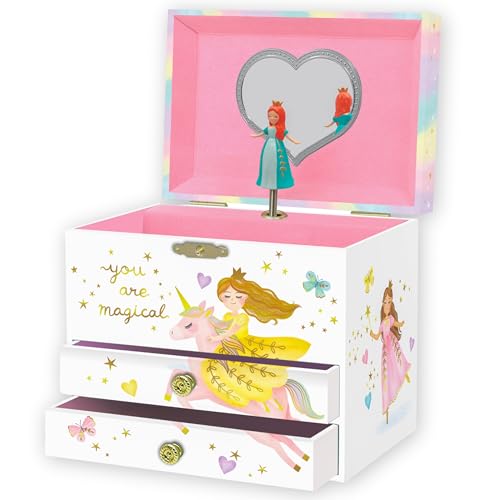 Musikalisches Prinzessin-Schmuckkästchen für Mädchen – Kinderspieluhr mit drehendem Prinzessin, Prinzessin-Geburtstagsgeschenke für kleine Mädchen, Schmuckkästchen, 17,1 x 13,3 x 15,2 cm – Alter 3–10 Musikalisches Prinzessin-Schmuckkästchen für Mädchen – Kinderspieluhr mit drehendem Prinzessin, Prinzessin-Geburtstagsgeschenke für kleine Mädchen, Schmuckkästchen, 17,1 x 13,3 x 15,2 cm – Alter 3–10 von Giggle & Honey