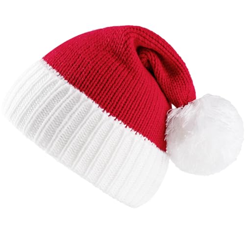 Giggling Getup Weihnachtsmütze aus Strick für Erwachsene mit Bommeln, rote Weihnachtselfenmütze, Weihnachtsmannmütze für Erwachsene, Frauen und Männer, Party-Anziehmütze Giggling Getup Weihnachtsmütze aus Strick für Erwachsene mit Bommeln, rote Weihnachtselfenmütze, Weihnachtsmannmütze für Erwachsene, Frauen und Männer, Party-Anziehmütze von Giggling Getup