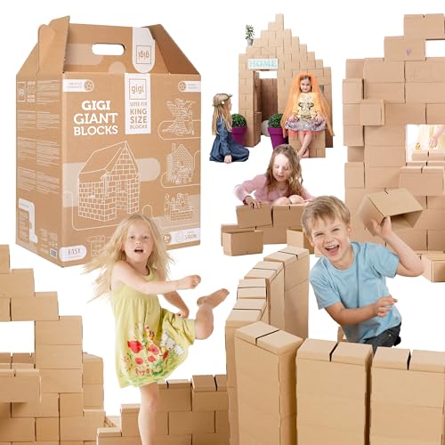 Gigi Bloks XXL Gr. 200 Stapelbare und Ineinandergreifende XXL Bausteine Kinder | Robuste Klemmbausteine Groß & Leicht Montierbare Bauklötze Groß | Konstruktionsspielzeug für Jungen & Mädchen von Gigi Bloks