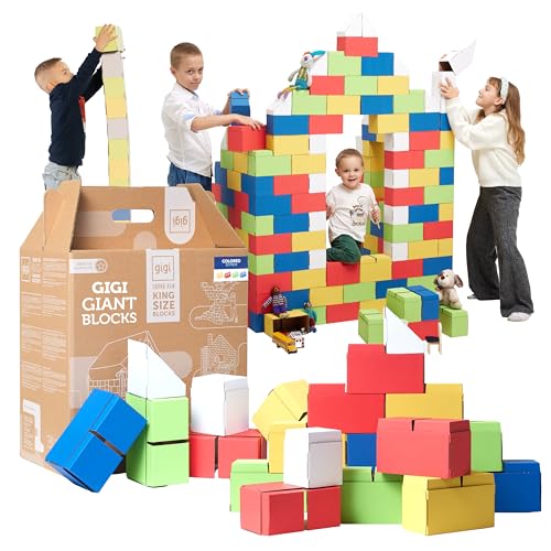 Gigi Bloks XXL Gr. 200 Stapelbare und Ineinandergreifende XXL Bausteine Kinder | Robuste Klemmbausteine Groß & Leicht Montierbare Bauklötze Groß | Konstruktionsspielzeug für Jungen & Mädchen von Gigi Bloks
