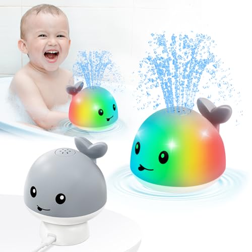 Whale Badespielzeug, wiederaufladbares Baby Badespielzeug, Sprühwasser Licht 6-12 12-18 Monate, Sprinkler Wasser Pool Badewanne Spielzeug für Kleinkinder 1-3 2-4 Jungen Mädchen Kleinkind Kinder von Gigilli