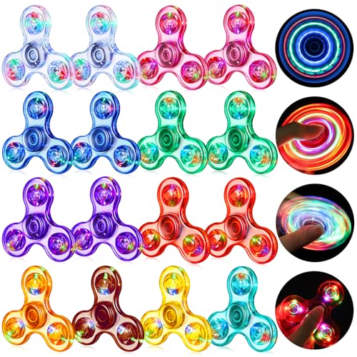 Gigilli Fidget Spinner 16er Pack,Party Favors LED Light Fidget Spinner Spielzeug für Kinder, Stressabbau Anti Angst sensorisches Spielzeug Fidget Set,Valentinstag Party Taschenfüller Geschenk. von Gigilli