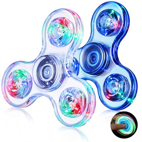 Gigilli Fidget Spinner 2 Pack, LED Light Kristalle Fidget Spinner Spielzeug Finger Toy Party Favors für Kinder, Stressabbau Anti Angst Sensorisches Spielzeug, Weiß & Blau Gigilli Fidget Spinner 2 Pack, LED Light Kristalle Fidget Spinner Spielzeug Finger Toy Party Favors für Kinder, Stressabbau Anti Angst Sensorisches Spielzeug, Weiß & Blau von Gigilli