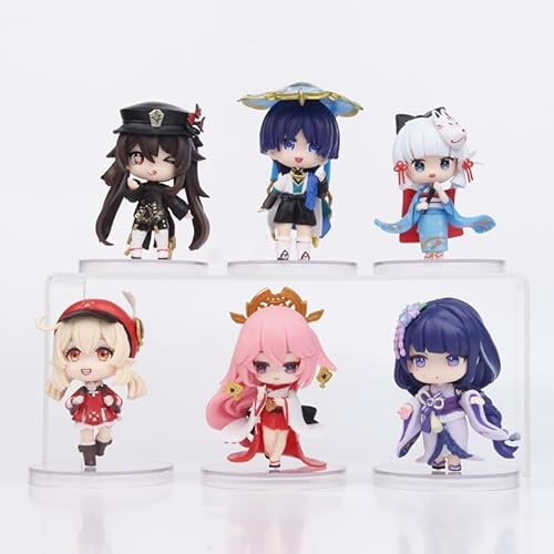 6 Stück Raiden Shogun, Klee, Hutao PVC Anime Figuren-Set, Cartoon-Spielfigur, Figur, Modell, Statue, Actionfigur, Tortenaufsatz, 9,9 cm von Gigsja